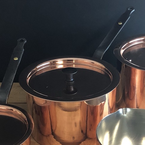 Copper 7 (18cm) spun saucepan and lid Collection Copper Coated Stove